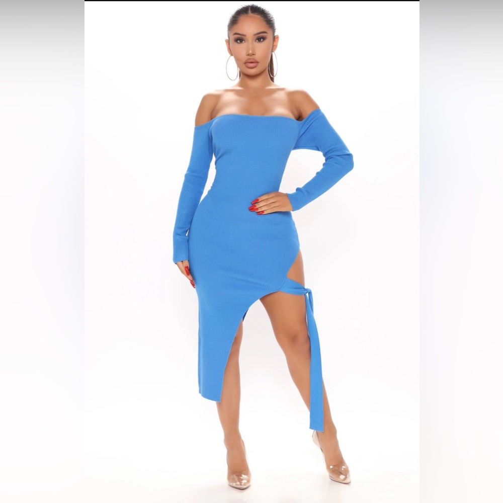 Off Shoulder Sweater Midi Dress